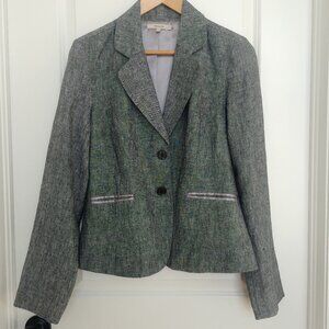 RW & Co beautiful 100% linen classic grey blazer jacket size 8